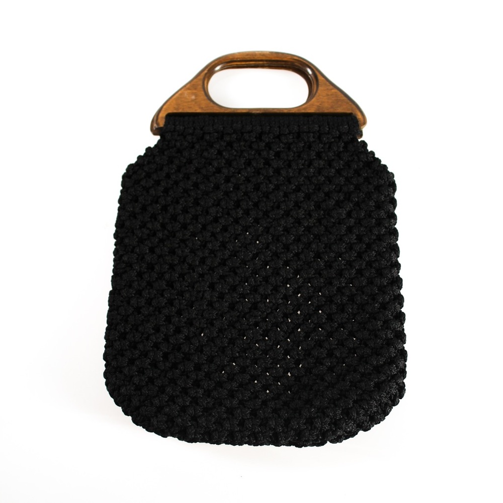 Vintage Black Macrame Purse